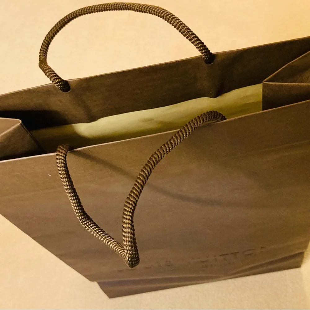 Louis Vuitton classic matte brown textured paper shopping bag, brown cord handle